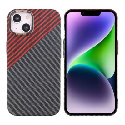 iPhone 15 Skal i Kolfiber - Röd/Svart