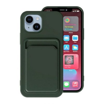 iPhone 15 Silikonskal med Korthållare - Grön