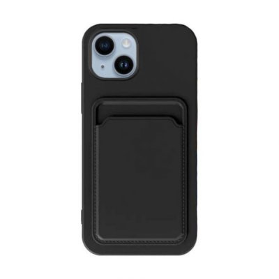iPhone 15 Plus Silikonskal med Korthållare - Svart, bild 2