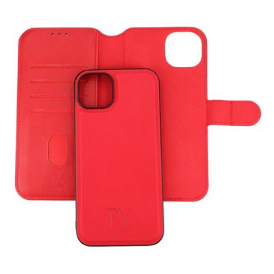 iPhone 15 Plus Plånboksfodral med Magnet - Röd