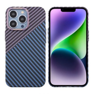 iPhone 15 Pro Max Skal i Kolfiber - Lila/Blå