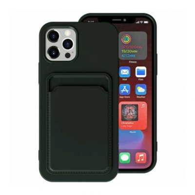 iPhone 15 Pro Max Silikonskal med Korthållare - Grön