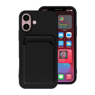 iPhone 16 Skal i Silikon med Korthållare - Svart