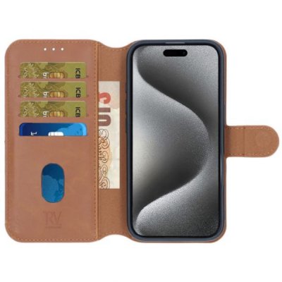 iPhone 16 Plånboksfodral Magnet RV - Brun