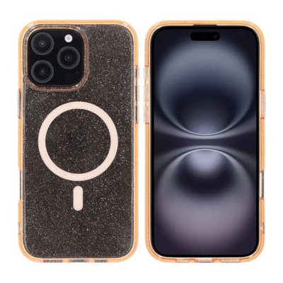 iPhone 16 Pro Max RV Mobilskal TPU med MagSafe - Glitter Guld
