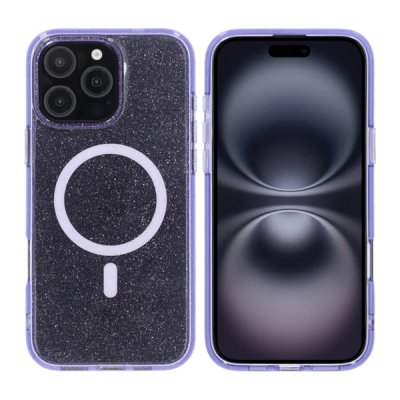 iPhone 16 Pro Max RV Mobilskal TPU med MagSafe - Glitter Lila