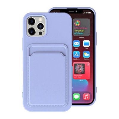 iPhone 16 Pro Mobilskal Silikon med Korthållare - Lila