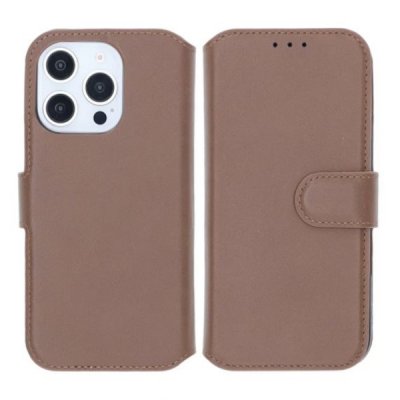 iPhone 16 Pro Plånboksfodral Äkta Läder RV - Brun