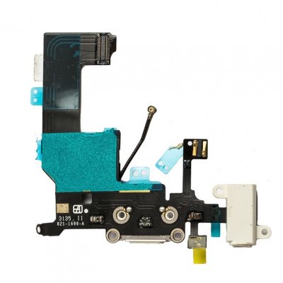 iPhone 5 Laddkontakt & Hörlursuttag Flexkabel - Vit