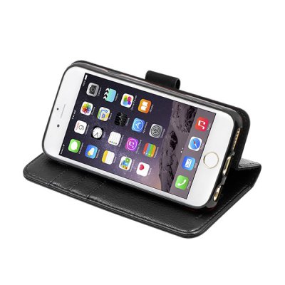 iPhone 6/6S Plånboksfodral i Äkta läder med Magnet och Stativ - Svart, bild 6