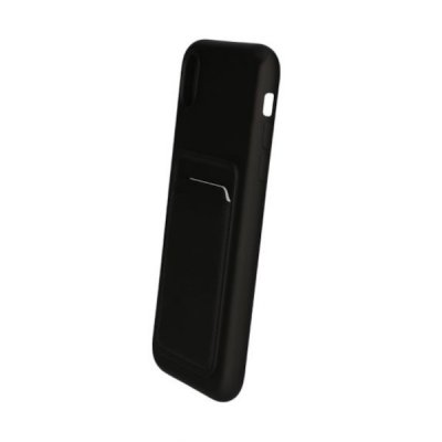 iPhone XR Silikonskal med Kortfack - Svart, bild 2