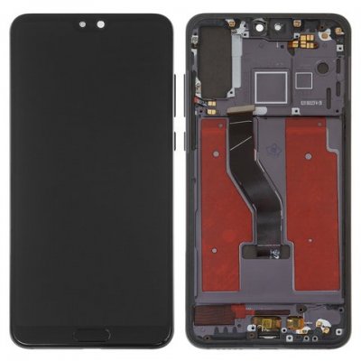 Huawei P20 Pro Original Skärm OLED Display Glas med OEM Ram - Svart