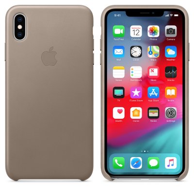 Apple iPhone XS Max Original Läderskal - Mullvadsgrå, bild 2