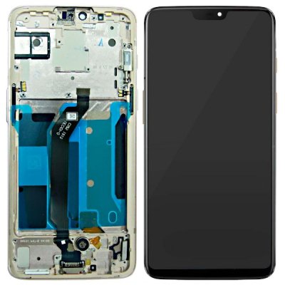 OnePlus 6 Original Skärm AMOLED - OEM Ram - Vit