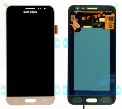 Samsung Galaxy J3 2016 Skärm LCD Display Glas Komplett - Original - Guld