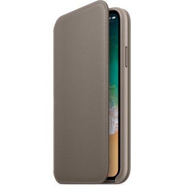 Apple iPhone X Läderfodral Folio Original - Mullvadsgrå, bild 2