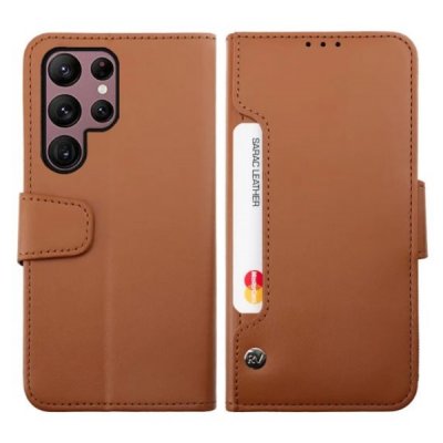 RV Samsung Galaxy S23 Ultra Plånboksfodral med Extra Kortfack - Brun