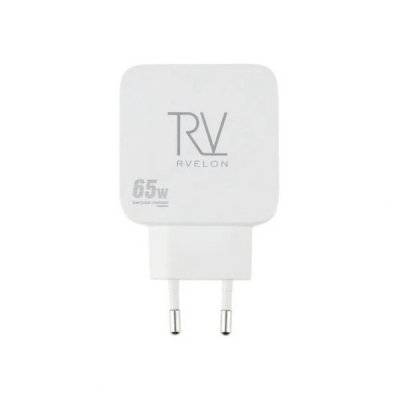 Rvelon 65W USB-C + USB-A GaN Väggladdare: Snabb och Kompakt Laddning för Dina Enheter