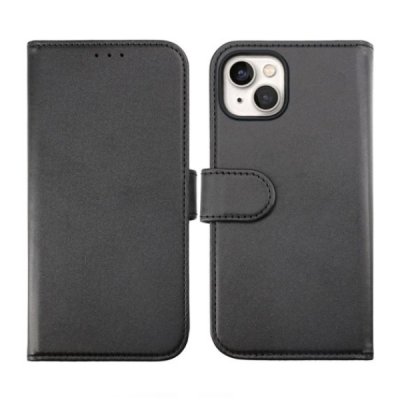 RV Magnet iPhone 14 Plånboksfodral med 4 kortfack, 1 kontantfack, Avtagbart skal och Magnetiskt lås - Svart