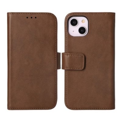 iPhone 14 Plus Plånboksfodral i Äkta Läder - Brun