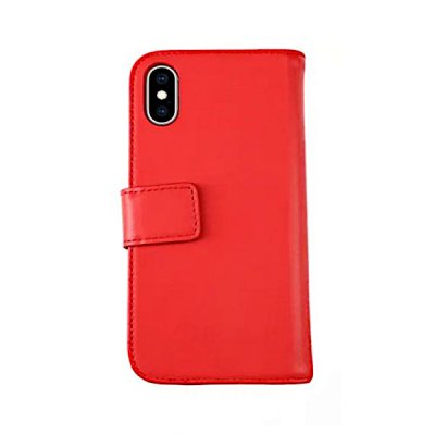 iPhone X/XS Plånboksfodral i Äkta läder - Röd