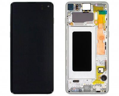 Samsung Galaxy S10 Skärm Original Display Glas AMOLED - Vit