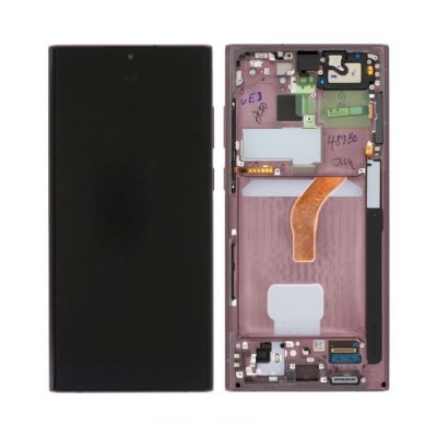 Samsung Galaxy S22 Ultra 5G Original Skärm med LCD Display Glas - Burgundy