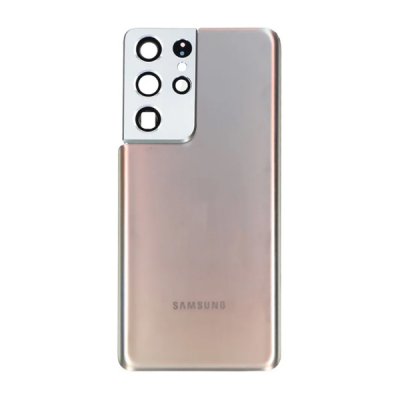 Samsung Galaxy S21 Ultra 5G OEM Baksida med Kameraglas och Förmonterad Tejp – Silver