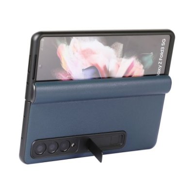 Samsung Galaxy Z Fold3 Vikbart Läderfodral - Blå, bild 3