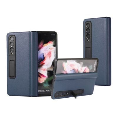 Samsung Galaxy Z Fold3 Vikbart Läderfodral - Blå, bild 4