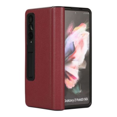 Samsung Galaxy Z Fold3 Vikbart Läderfodral - Röd