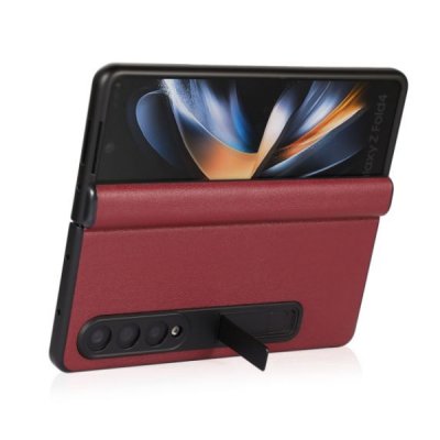 Samsung Galaxy Z Fold4 Vikbart Läderfodral - Röd, bild 2