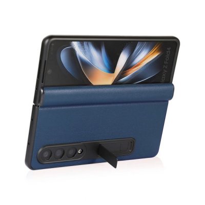 Samsung Galaxy Z Fold4 Vikbart Läderfodral - Blå, bild 3