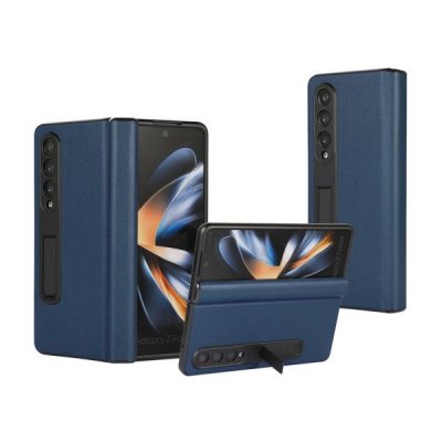 Samsung Galaxy Z Fold4 Vikbart Läderfodral - Blå, bild 4