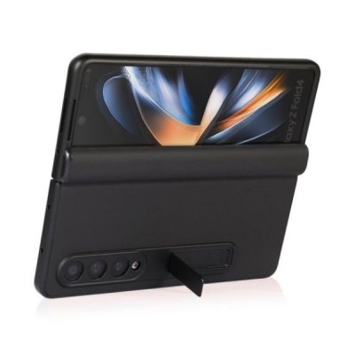 Samsung Galaxy Z Fold4 Vikbart Läderfodral - Svart, bild 3
