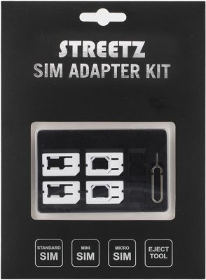 SIM-kortsadapter kit för standard/micro/nano-sim - svart