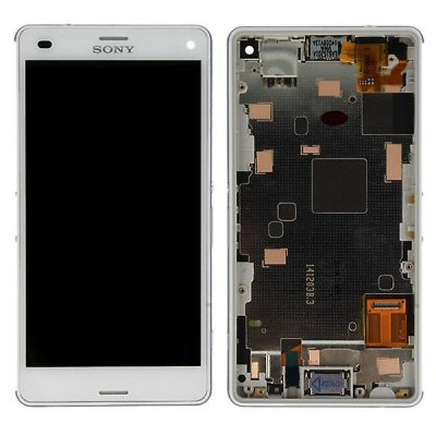 Sony Xperia Z3 Compact Skärm LCD Display med ram Komplett - Vit