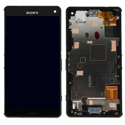 Sony Xperia Z3 Compact Skärm med LCD Display med ram - Svart