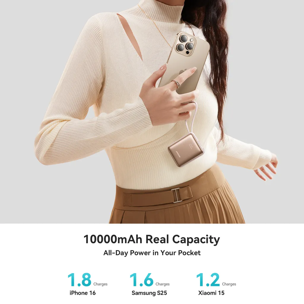 Joyroom powerbank 10000 mAh, 22,5 W, inbyggd USB-C och Lightning, blå, bild 12