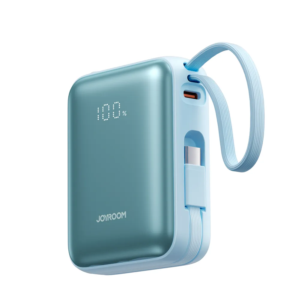 Joyroom powerbank 10000 mAh, 22,5 W, inbyggd USB-C och Lightning, blå, bild 2