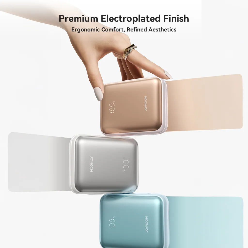 Joyroom powerbank 10000 mAh, 22,5 W, inbyggd USB-C och Lightning, blå, bild 7