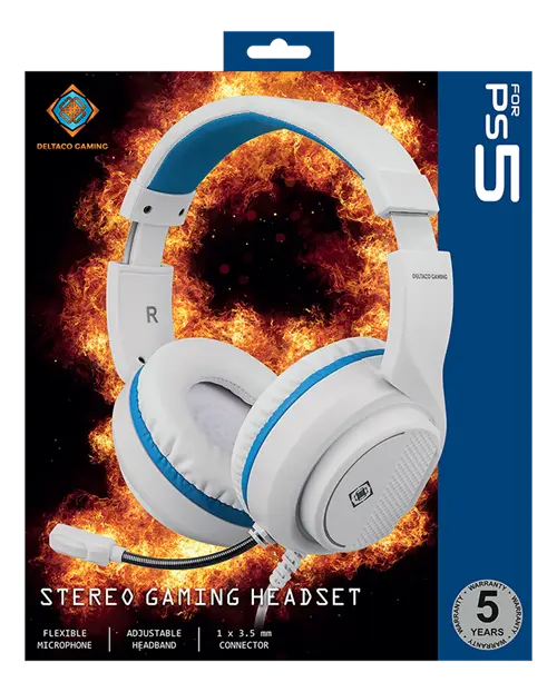 Gamingheadset till PS5 från Deltaco Gaming, 3,5 mm, vit, bild 6
