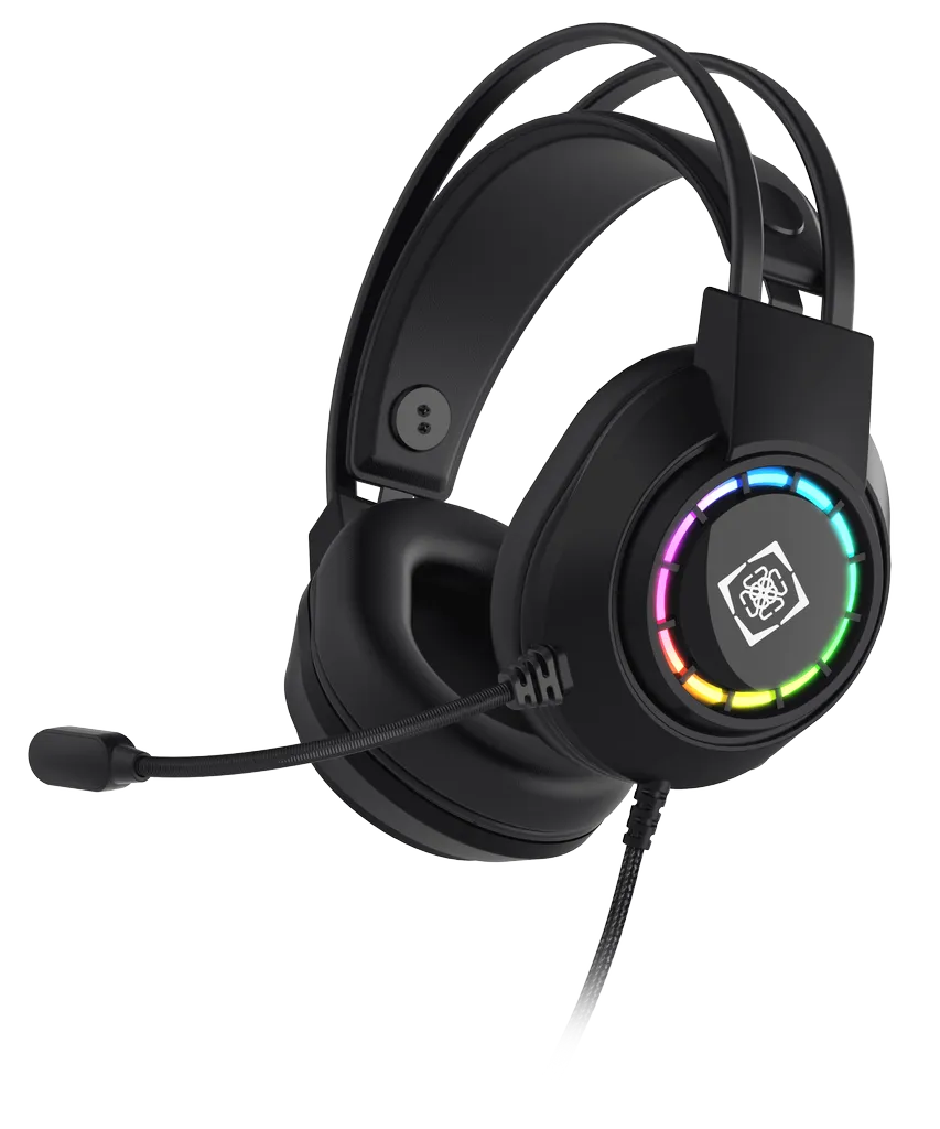Gamingheadset med USB och RGB för PC, Mac, PS4 och PS5, svart