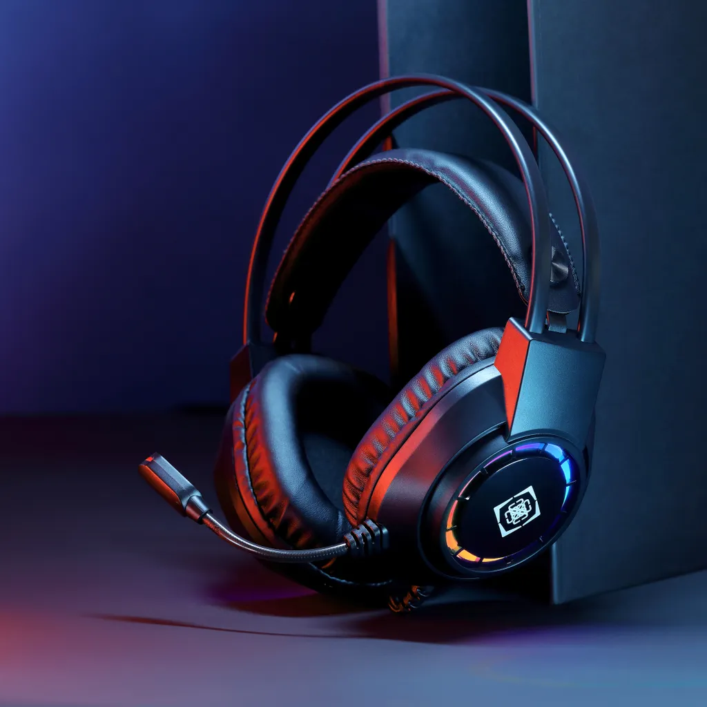 Gamingheadset med USB och RGB för PC, Mac, PS4 och PS5, svart, bild 6