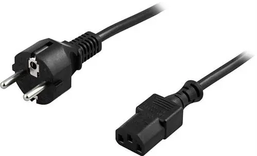 Apparatkabel CEE 7/7 till IEC C13, jordad nätkabel 2 m, svart