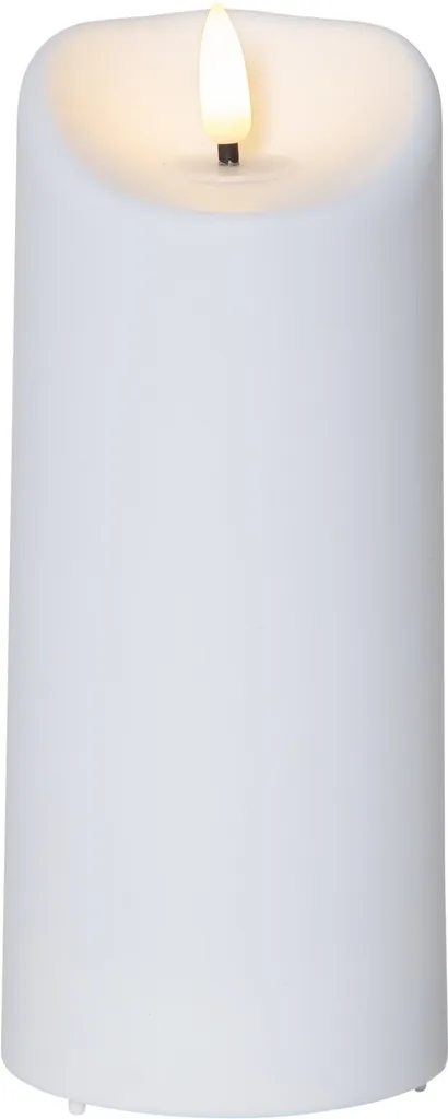 LED-blockljus med flamma, 18 cm, timer, IP44, batteridrivet, vit, bild 2