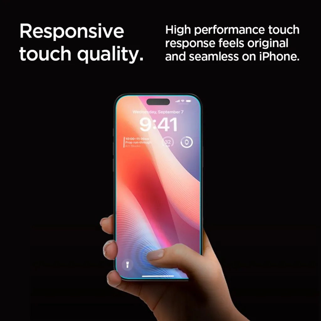 Spigen Glas.tR EZ Fit skärmskydd med insynsskydd till iPhone 16 Pro, 17 och 17 Pro, 2-pack, bild 3