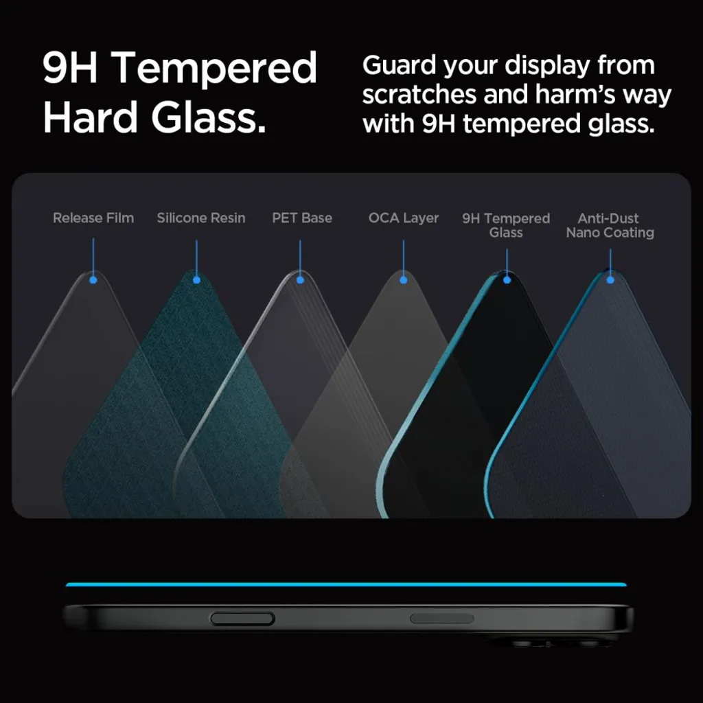 Spigen Glas.tR EZ Fit skärmskydd med insynsskydd till iPhone 16 Pro, 17 och 17 Pro, 2-pack, bild 9