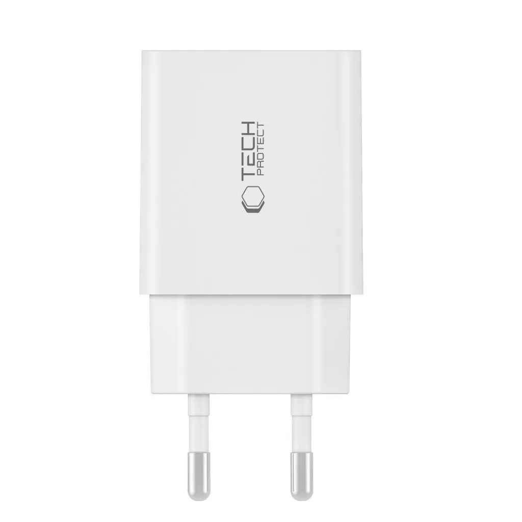 Tech-Protect C35W USB-C laddare 35 W med 2 uttag och Lightning-kabel, vit, bild 5