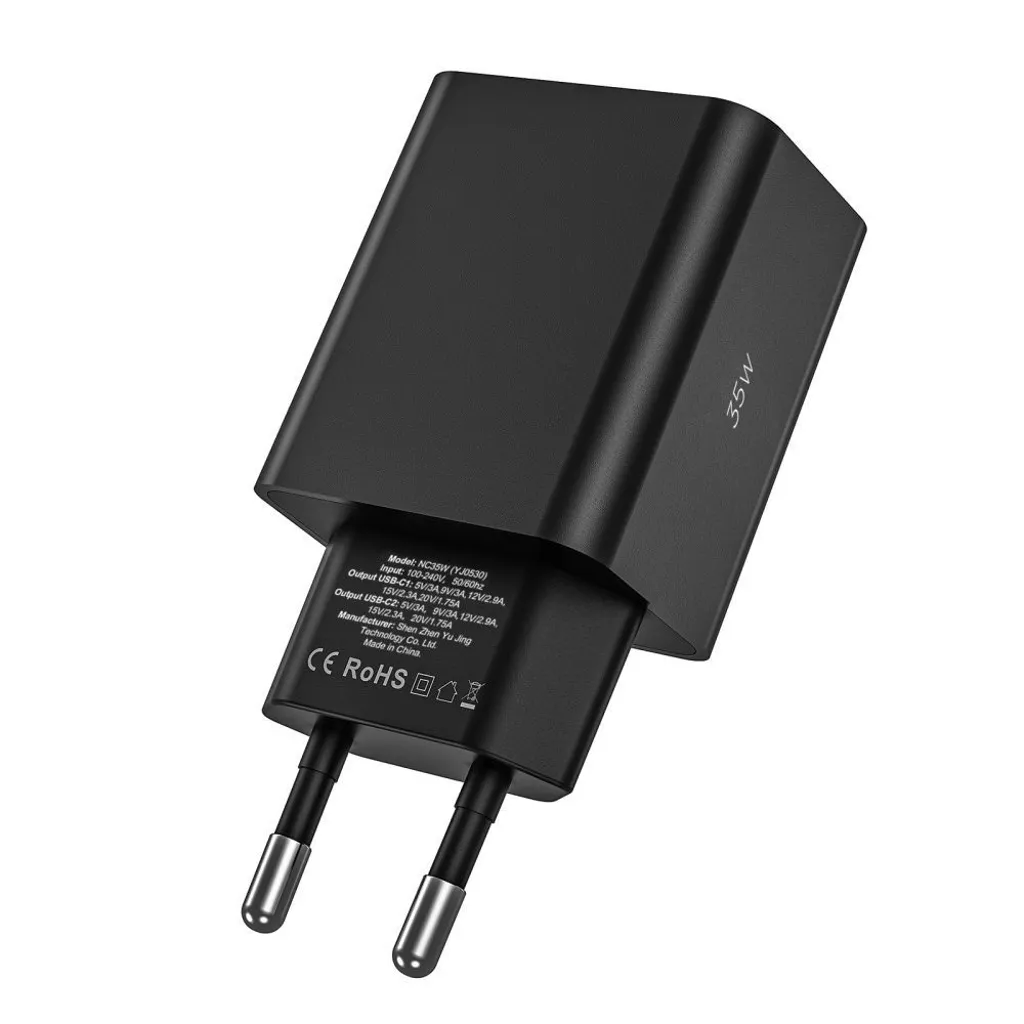 Tech-Protect C35W USB-C laddare 35 W med 2 uttag och Lightning-kabel, vit, bild 7